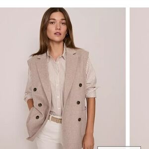 Ann Taylor Beige Double-Breasted Vest
